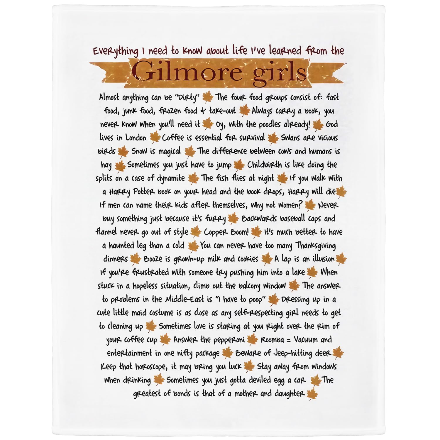 YISUMEI - Soft Fleece Blanket - Gilmore Girls Life Lessons, 150 x 200 cm Throw Suitable for Sofa or Bed