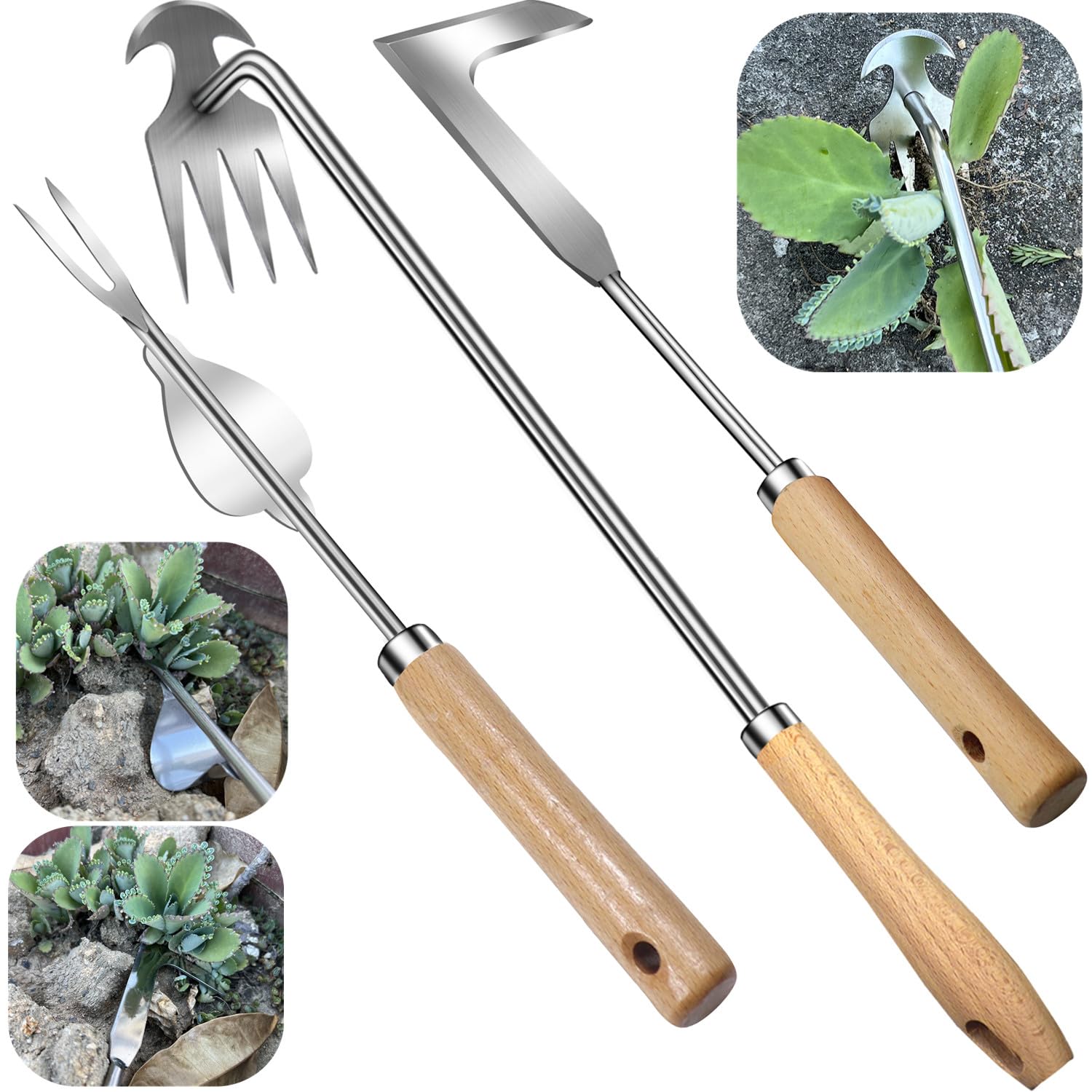Photo 1 of 3 Pack Stainless Steel Weeder Puller Tool,Patio Crack Weeder for Cracks,Pavers,Driveways,Moss Removal,Crevice Weeding Digger Tool,Uprooting Weeding Tool for Planting,Weeding