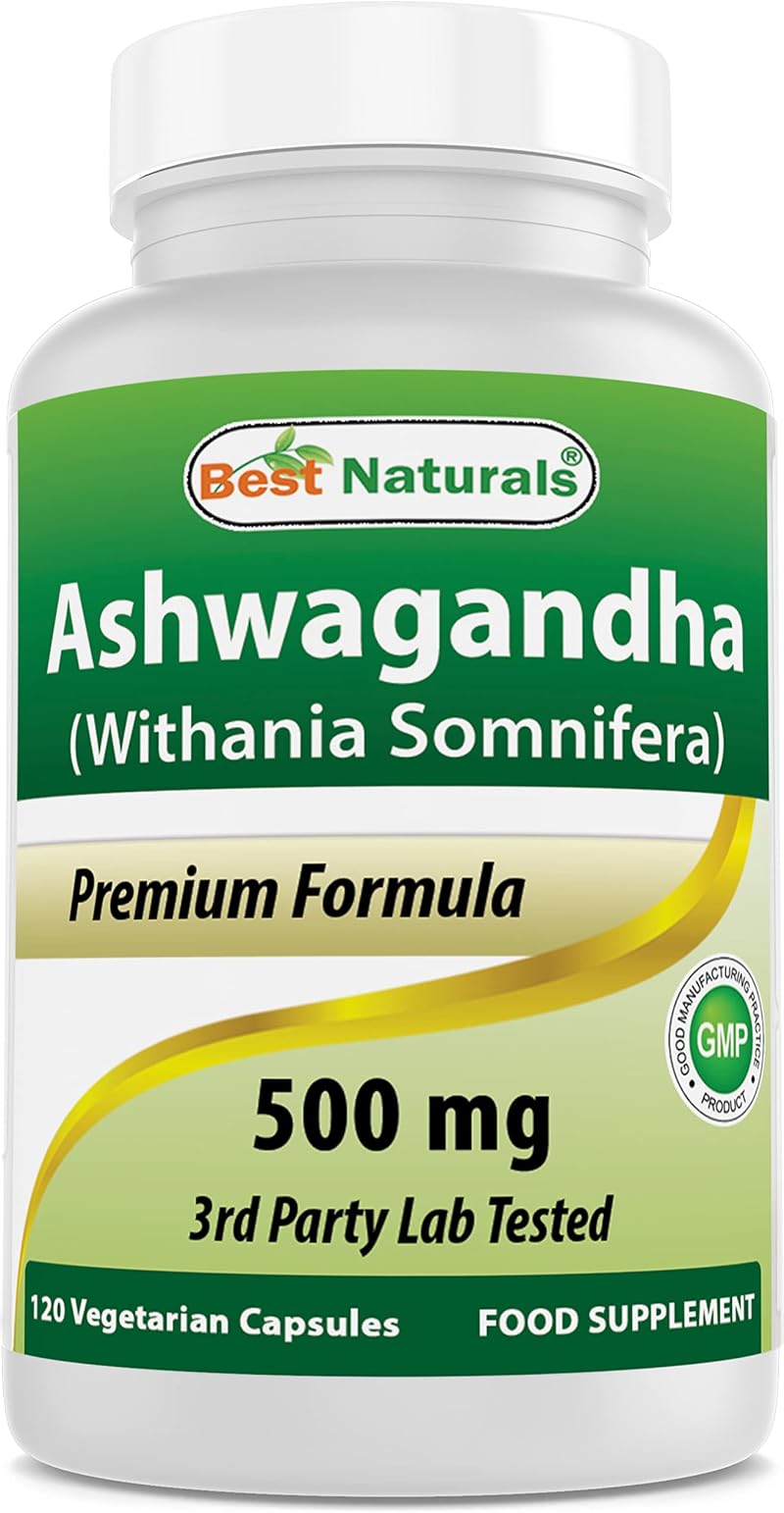 Best Naturals Ashwagandha 500 mg 120 Capsules Withania Somnifera