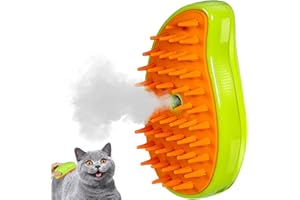Sigerio Cat Steam Brush, 3 in 1 Cat Brush with Steam, Steam Brush for Cats, Self Cleaning Steam Pet Brush, Pet Massage, Cat Hair Grooming Brush Tools for Removing Tangled and Loosse Hair(Green)