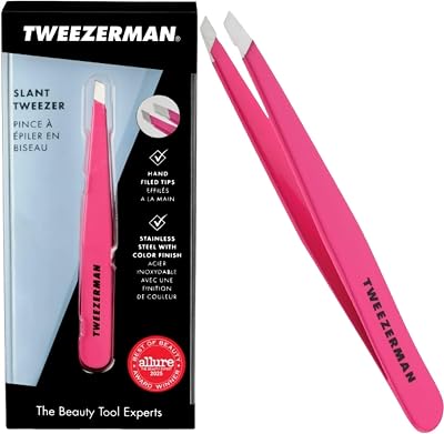 Tweezerman Neon Pink Slant Tweezer Professional Stainless Steel Precision
