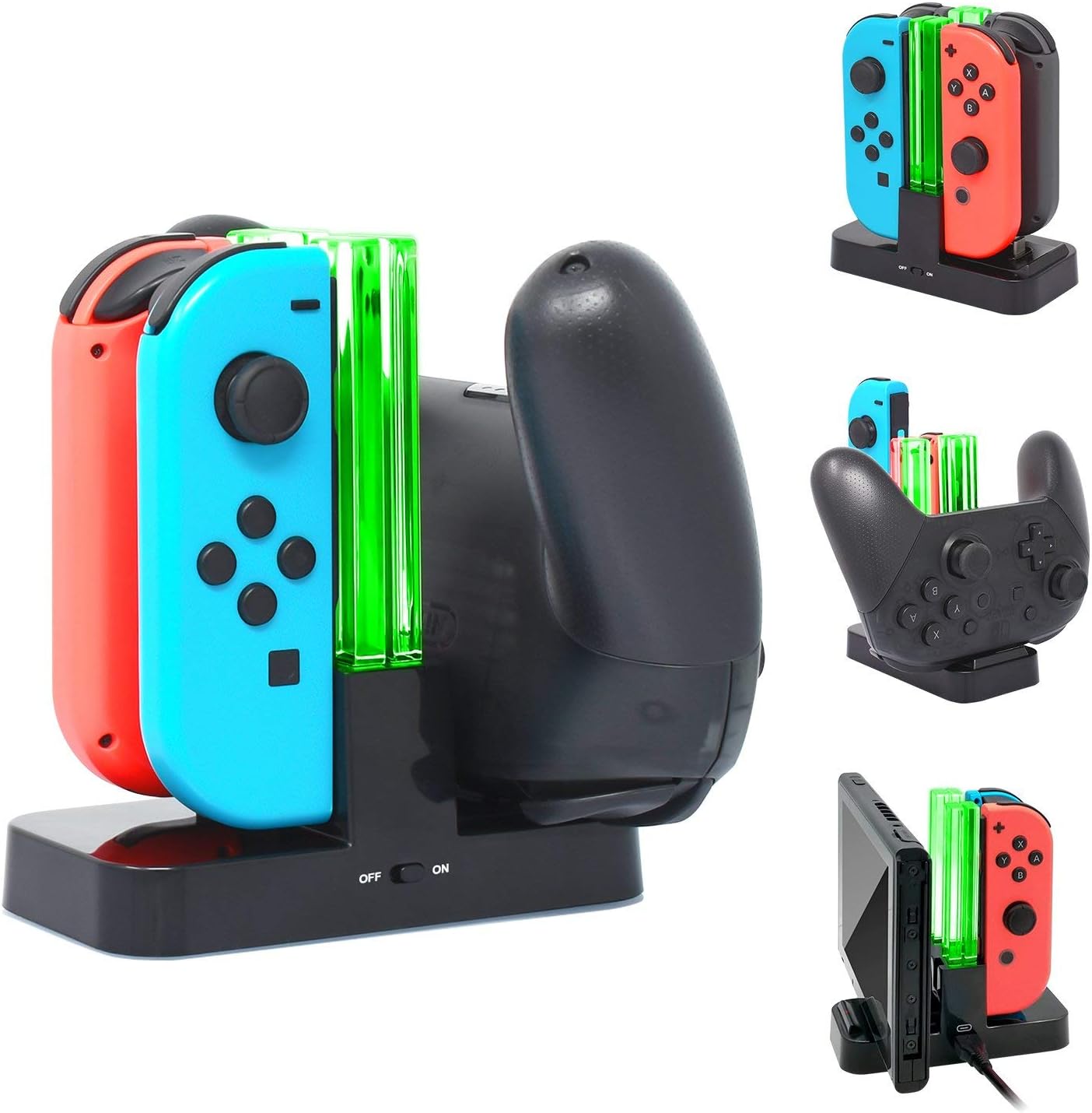 Charging Dock for Nintendo Switch Joy Con and Pro Controller, FYOUNG Fast Charger Stand Station for Switch Joy-con and Pro Controllers with Type C Charge Cable