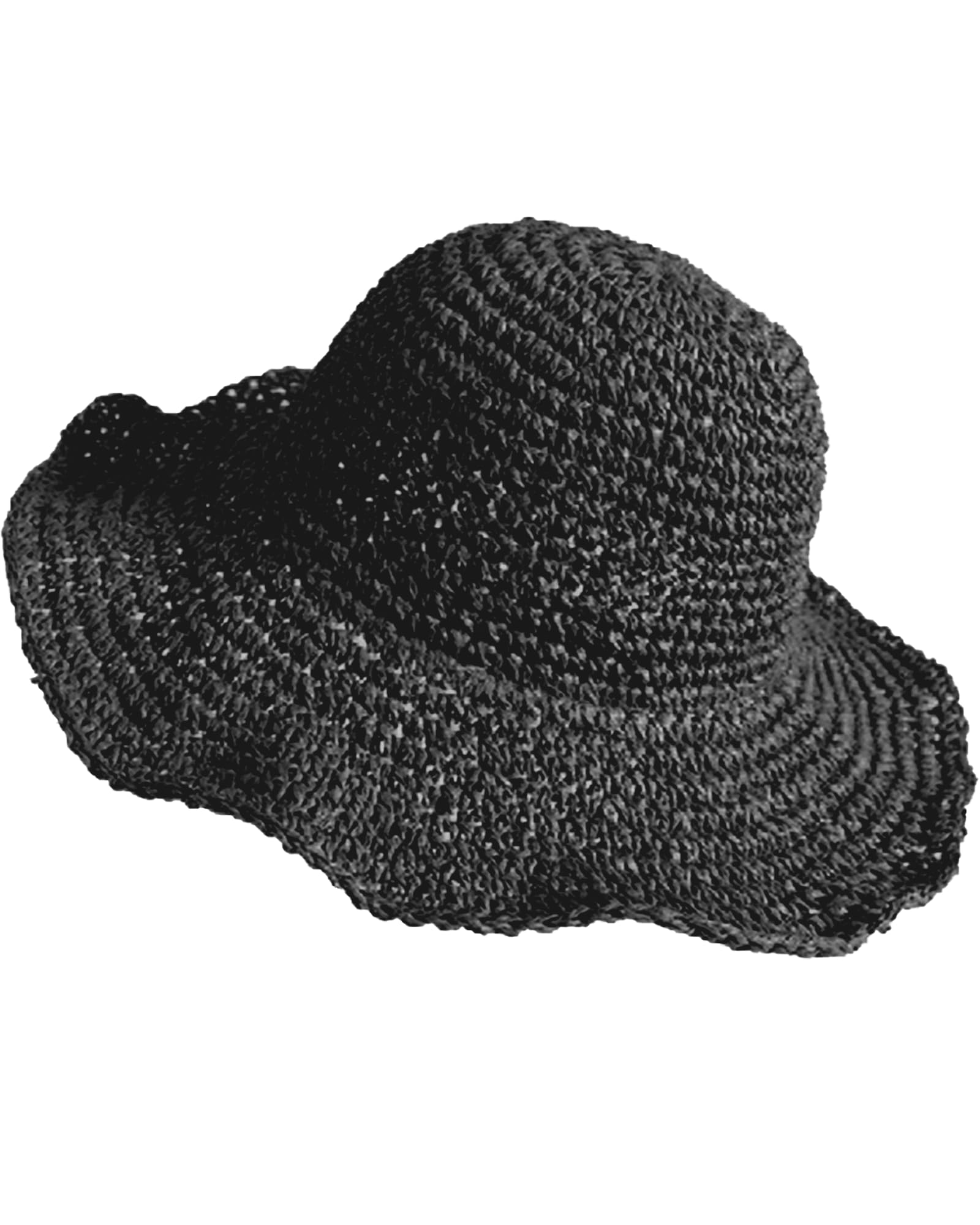 Photo 1 of Sun Hats for Women, Oversize Large Straw Bucket Hat for Beach Summer Vacation Wide Brim Handmade Packable Travel UPF 50+ Black
