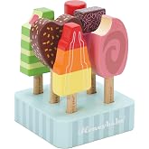 Le Toy Van Iconic Ice Lollies Popsicle Set | 6-Piece Pretend Play Popsicle Food with Display Stand, Pretend Play Kitchen and Cafe Food, Suitable for Ages 2+