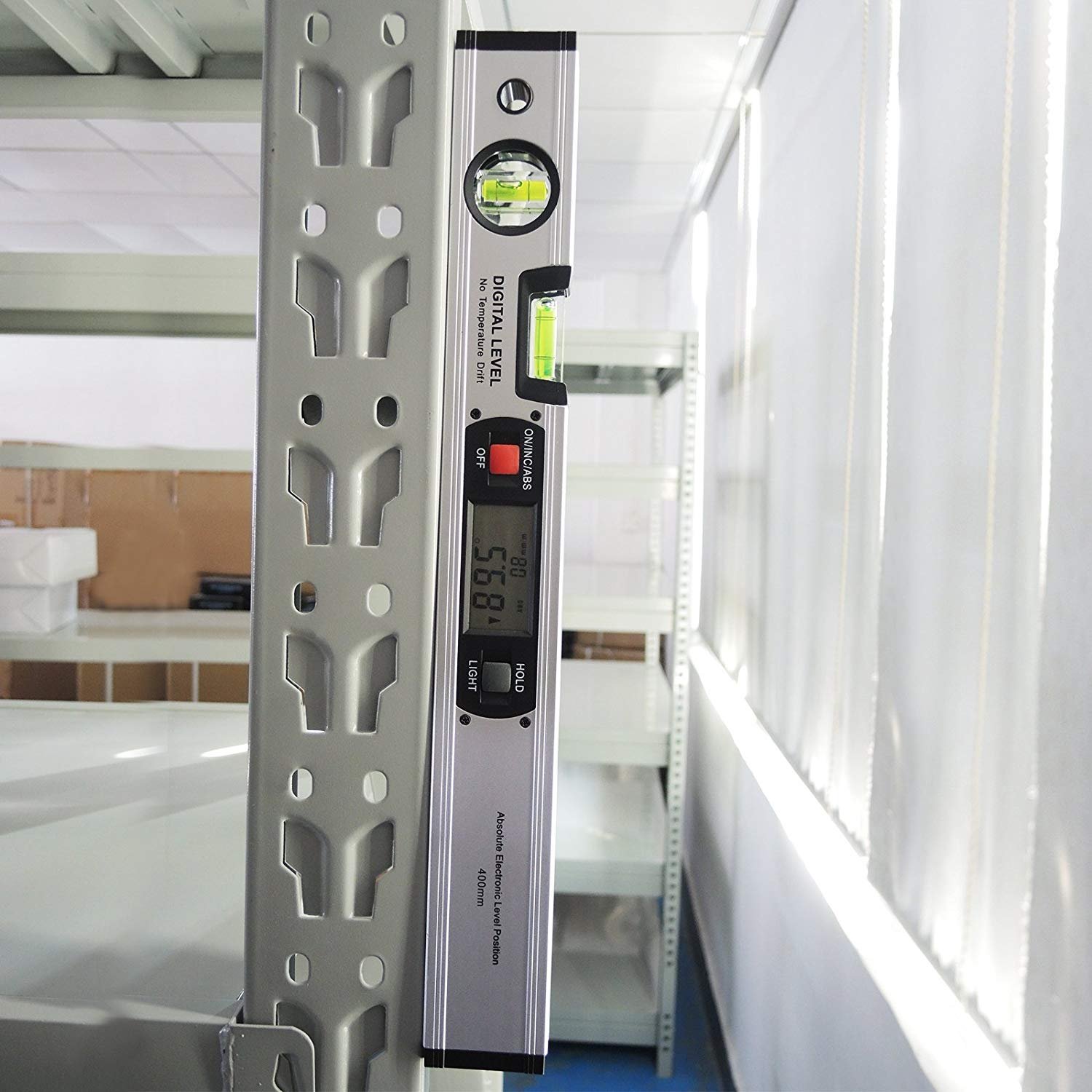 Digital Spirit Level-Angle Finder 4 ✖ 90° Range(Total 360°),Diglife 415mm Level Digital LCD Inclinometer, Upright Magnetic Bottom,with 2 Bubble Block, 4 Strong Integrated Magnets(Silver)