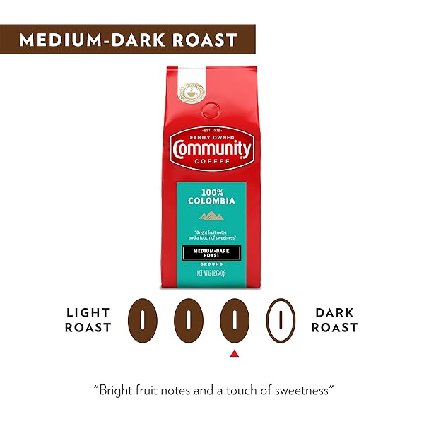 COMMUNITY COFFEE 100% COLOMBIA, MEDIUM DARK ROAST GROUND COFFEE, 12 OUNCE (PACK OF 1)