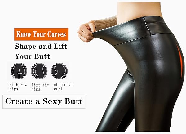 SEVYDEX WOMEN’S FAUX LEATHER HIGH WAIST LEGGINGS SEXY STRETCH LEATHER PANTS FOR WOMEN (0101BASIC-BLACK, SMALL, REGULAR)