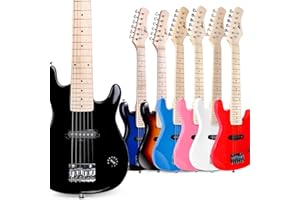 WINZZ EGM100 30 Inches Real Kids Electric Guitar with Beginner Kit, Right Handed, Black