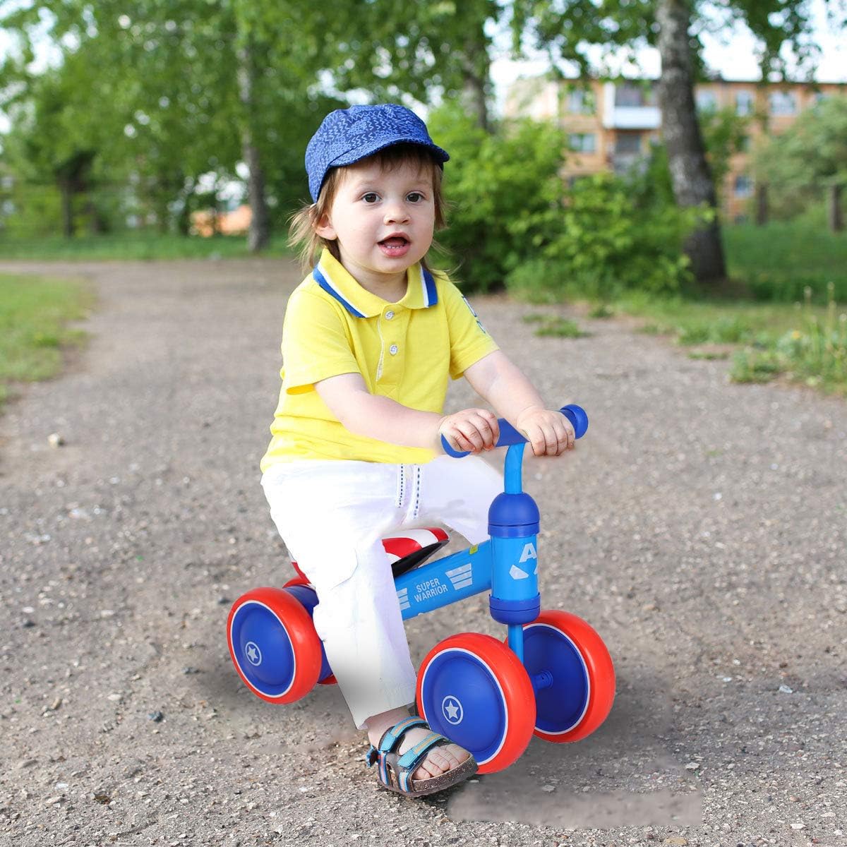 Hironpal Baby Balance Bike 1 Year Baby Walker Ride On Toys for 1-2 Year Old Boys Girls Baby Walking 4 Wheels Bike Toddler First Bike (blue)