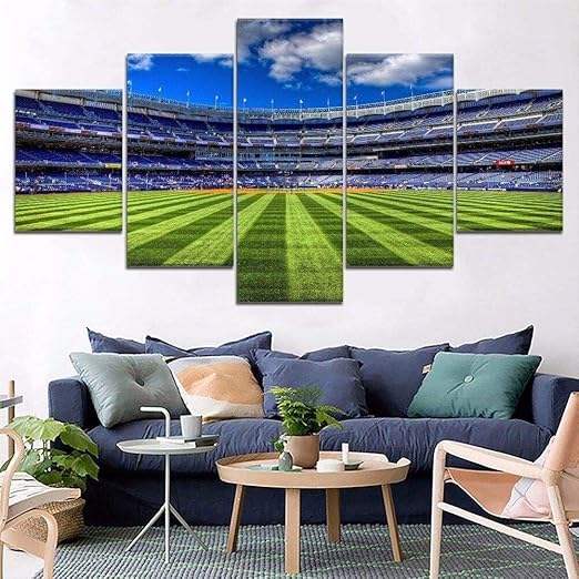 VKEXVDR 5 Panel Wall Art Painting Scenery Football Field Tribunes on
