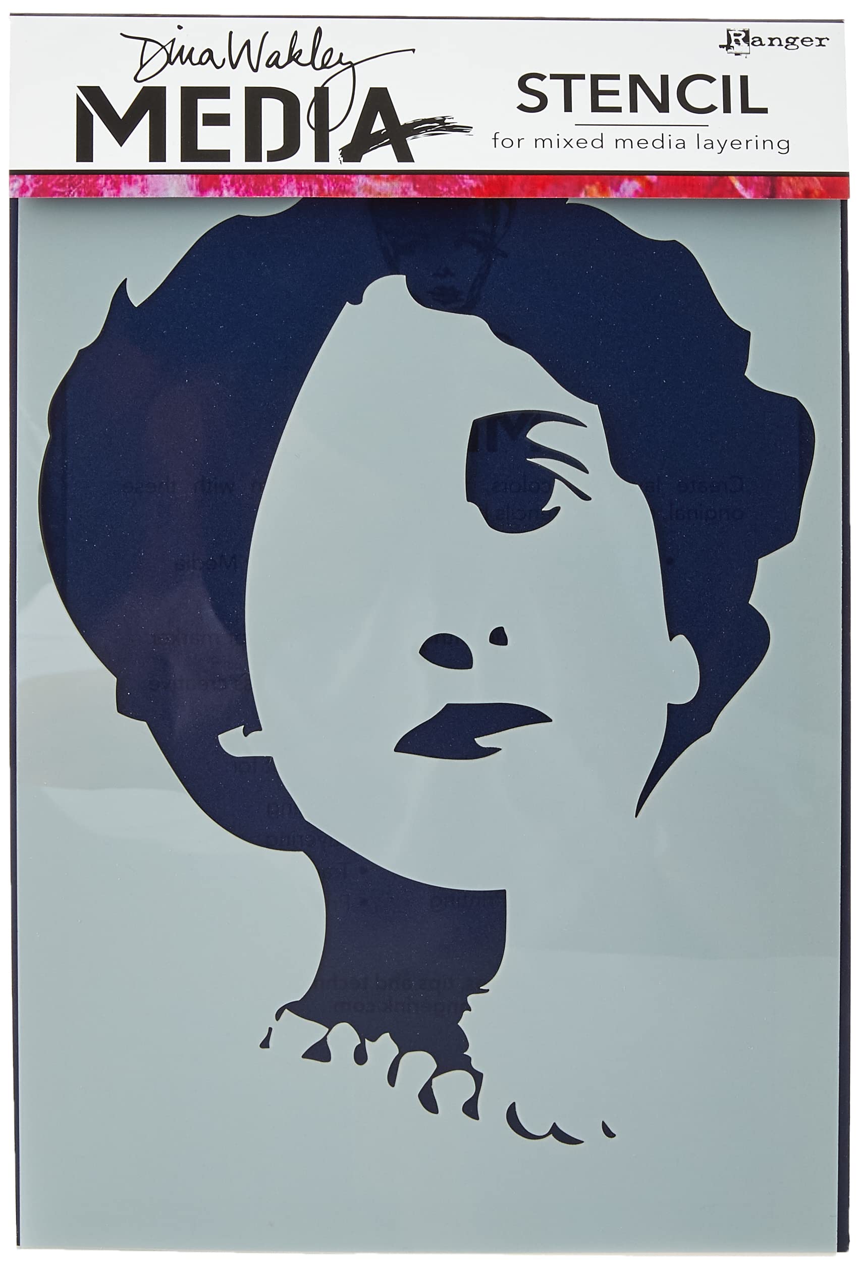 Ranger Plastic Dina Wakley Media Stencils 6-inch x 9-inch, Stenciled Queenie