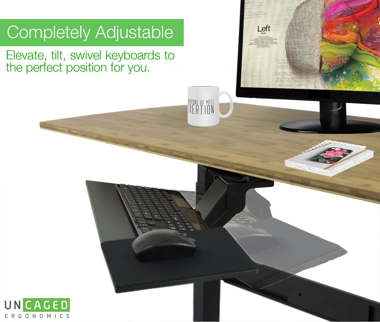 KT1 Ergonomic UnderDesk Computer Keyboard Tray. Adjustable height