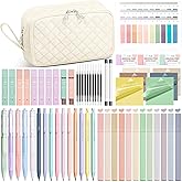 62PCS Aesthetic School Supplies with Cute Pencil Case, Pastel Highlighters Black Ink Gel Pens Mechanical Pencils Kit, Back to School Supplies College Essentials Preppy Stationary Set for Student Girls