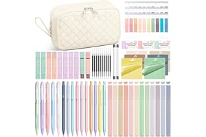 FLOE 62PCS Aesthetic School Supplies with Cute Pencil Case, Pastel Highlighters Black Ink Gel Pens Mechanical Pencils Kit, Back to School Supplies College Essentials Preppy Stationary Set for Student Girls