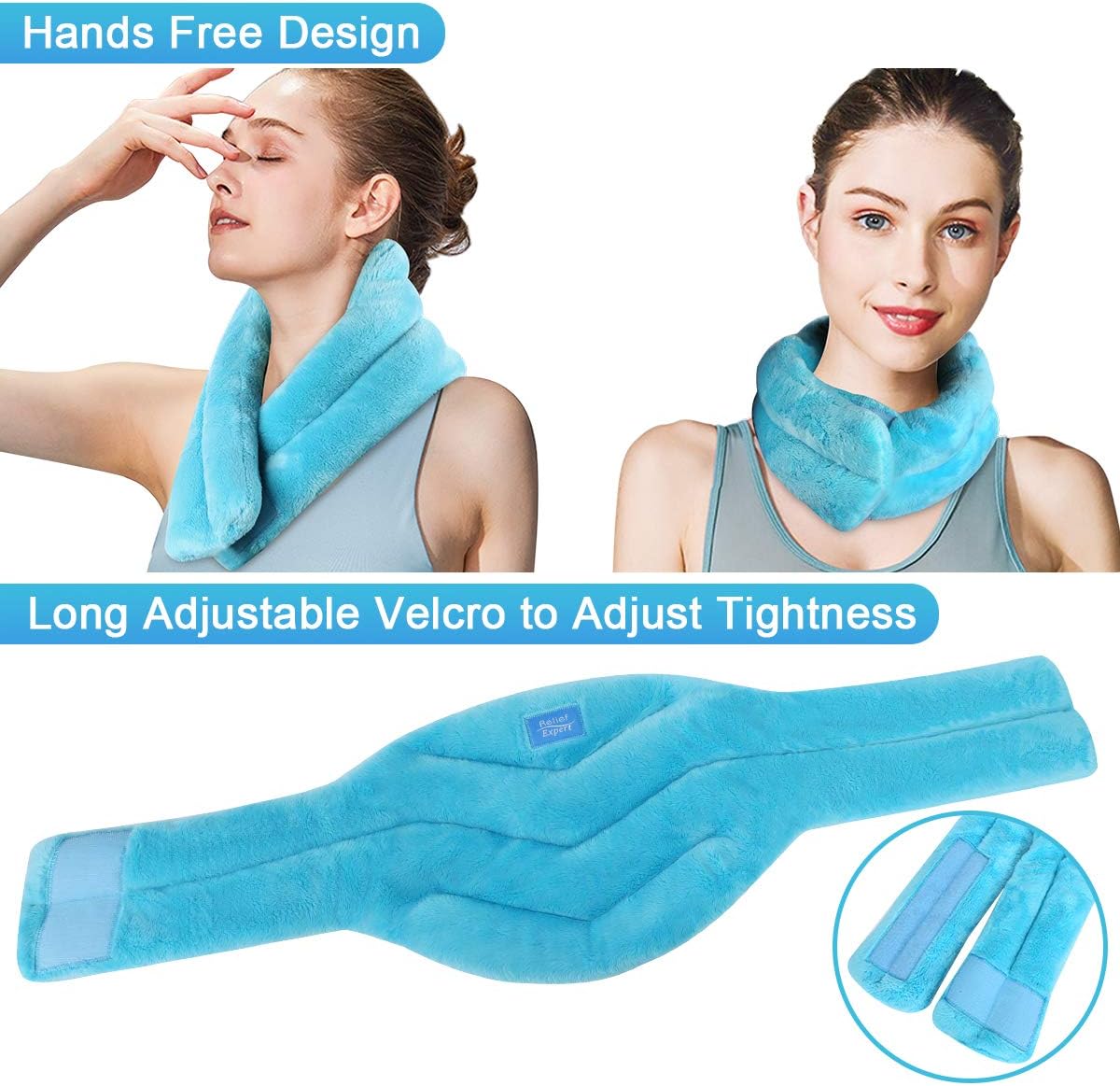 Relief Expert Hands-Free Neck Heating Pad Microwavable Heated Neck Wrap for Pain Relief, Microwave Neck Warmer for Hot Cold Therapy: Health & Personal Care