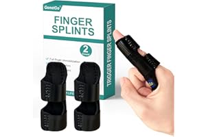 GenetGo Pack of 2 Trigger Finger Splint, Mallet Finger Brace for Index, Middle, Ring Finger - Tendon Release & Pain Relief (B