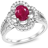 Gem Stone King 1.97 Ct Oval Red Ruby 925 Sterling Silver Ring