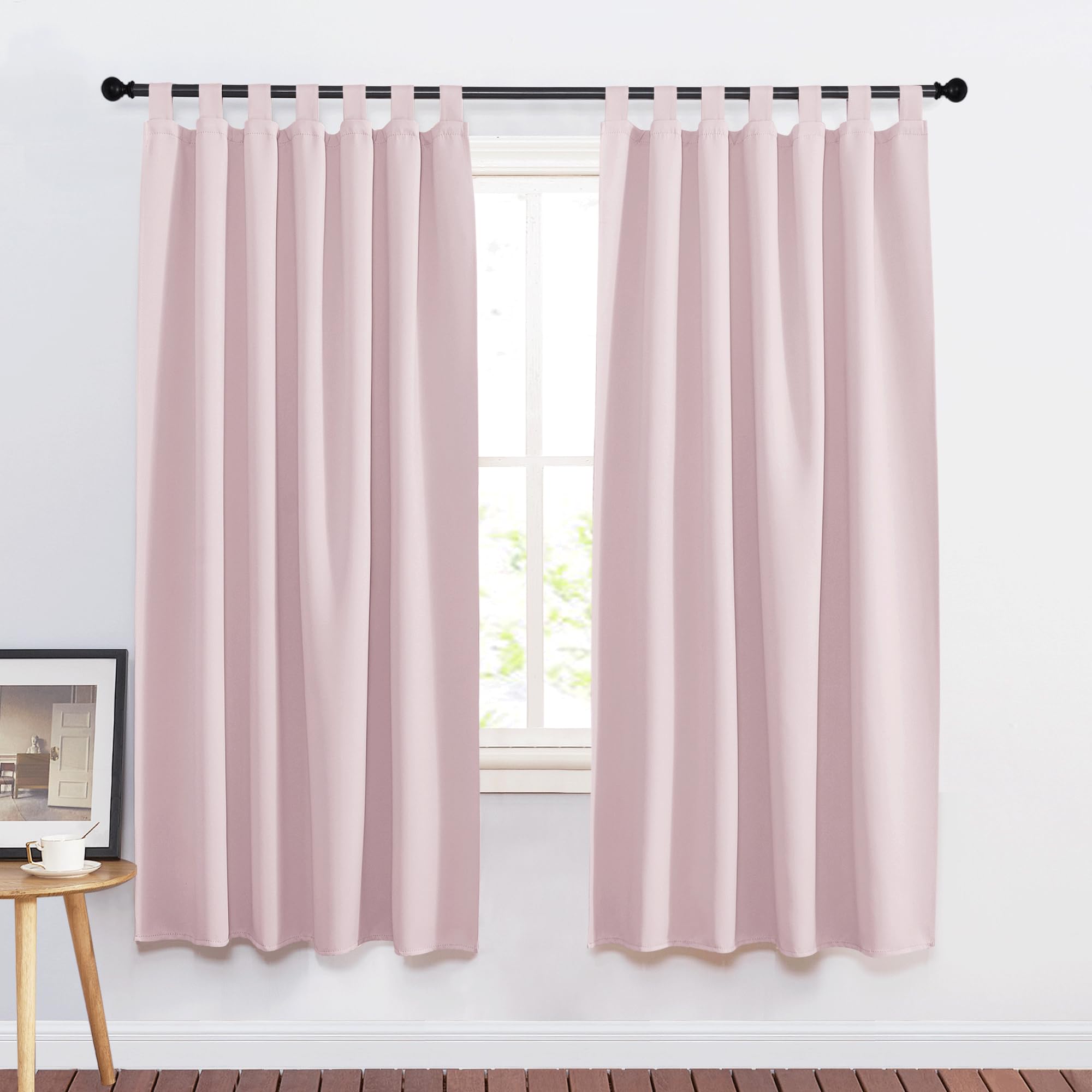 PONY DANCE Girls Bedroom Curtain - Pink Curtains and Draperies Window Decoration Thermal Insulated Light Block for Home Bedroom, 140 x 175 cm, Light Pink, 2 Pieces — image 1