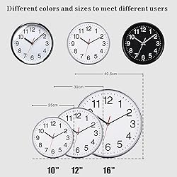 Plumeet Extra Large Wall Clock - 16" Non Ticking