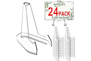 WOUSEDO 24 Packs (Height 2.68 Inches) Card Display Stands Clear,Acrylic Small Easel Stand Clear,for Display Challenge Medals,Graded Card,Baseball Card,Sports Cards,Trading Cards,Coin