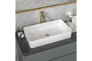 Sarlai 24 Vessel Sink Rectangle - 24 x 14 Inch Bathroom Sink Modern Large Rectangular Above Counter White Porcelain Ceramic Bathroom Vessel Vanity Sink Art Basin