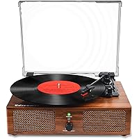 Vinyl Record Player Wireless Turntable with Built-in Speakers and USB Belt-Driven Vintage Phonograph Record Player 3 Speed fo