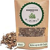 TeraHerbs Organic Wormwood Herb 4oz Cut &amp; Sifted Artemisia Absinthium | Dried Wormwood Tea In Eco Friendly Resealable Bag Non-GMO, Vegan Digestive Wellness Tea