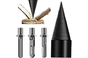 THRSEELY Firewood Drill Bit Wood Splitter Easy Log Splitting Drill Bit, Heavy Duty Detachable Electric Drill Bit with 3 Screw for Hand Drill Stick-hex+Square+Round(32mm)
