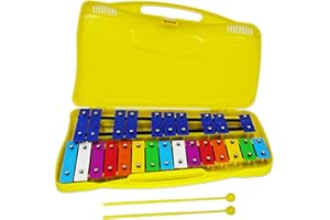 BIGBILLION Xylophone for Kids 25 Notes Glockenspiel Metal Percussion Instrument with Case Two Safe Mallets, Perfectly Tuned Musical Instrument Toddlers Adult Music Teaching, Gifts(Yellow)