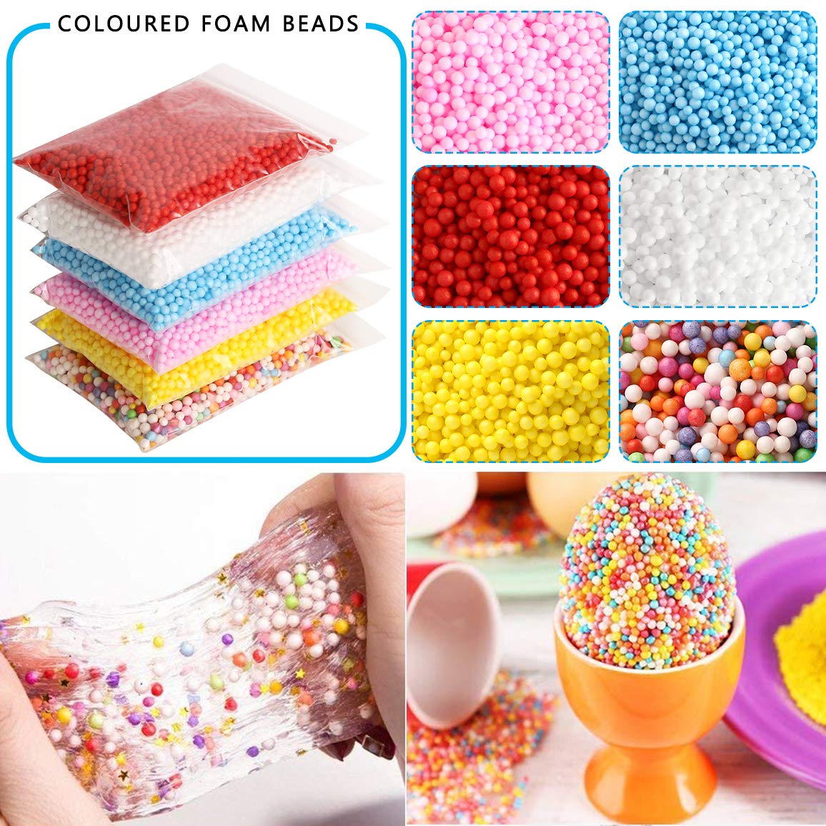 60 Pièces Slime Fournitures Kit, VDROL Compris Slime Mousse Perles, Bol de Poisson Perles,Pots de paillettes,Papier de Sucre,Tranches,Confettis pour la création de Slime DIY (Venez avec pas de Colle)
