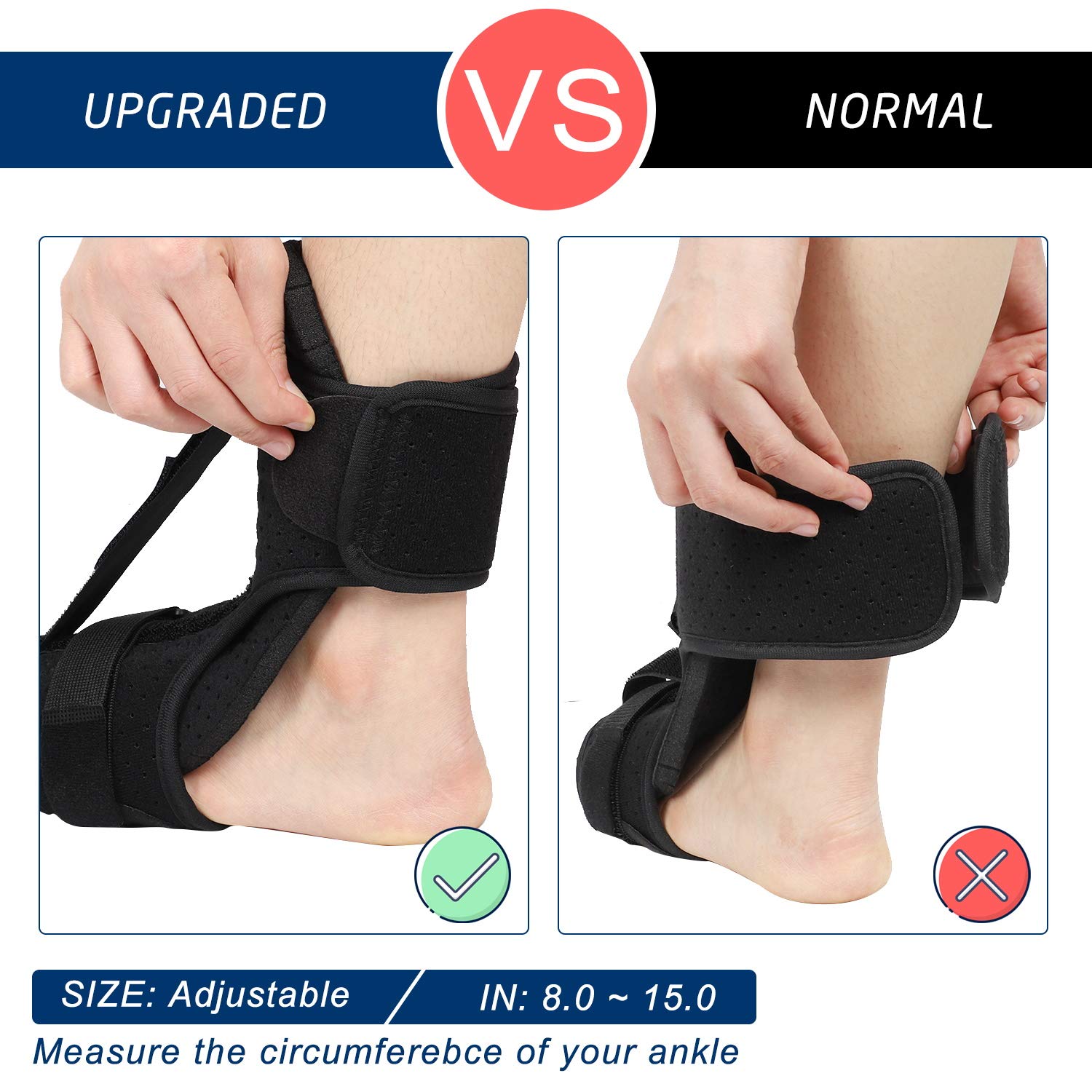 2020 Updated Version Plantar Fasciitis Night Splint, Efferey Night Splint for Plantar Fasciitis, Adjustable Foot Drop Brace, Heel, Ankle & Achilles Tendonitis Relief, Arch Pain Support with Massage Ball and Bandage: Industrial & Scientific