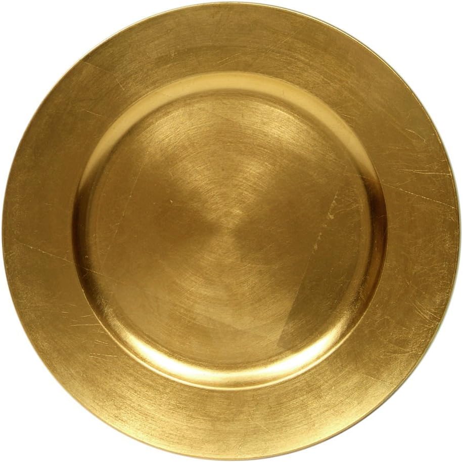 Home Essentials Decoration 1 Dozen (12 Pack) Plain Party Charger Plates 13" Gold