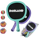 RORLAND Racquet Paddle Bouncy Ball Play Set for Kids Adults Family Activities Rackets, Indoor Outdoor Play Games,Children&rsquo;s Pool Beach Sport Toys(with 4 Balls)
