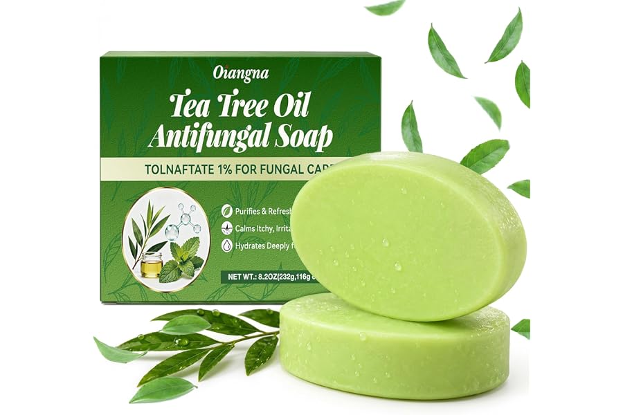 Oiangna Antifungal Soap, Antibacterial Soap Bar with Tea Tree Oil, 2 Bars | Gym & Travel Friendly, for Jock Itch & Ringworm,