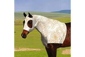 PALOURA Horse Stretch Hood|Horse Slicker Hood with Zipper|Without Ears Snug、Extra Large Eye Holes|Covers Face, Shoulders, Mane, Chest and Withers Perfect for Show-L(Flower)