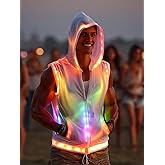 Man Hooded Vest White Rave Outfit Burning Man