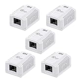 [UL Listed] Cable Matters 5-Pack Cat6 RJ45 Surface Mount Box, 1 Port, White | Surface Mount Installation, T568A/B Wiring Labels, 110 Punch-Down Termination