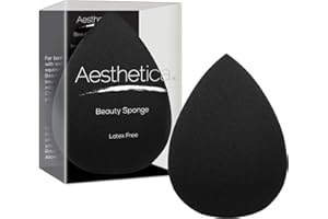 Aesthetica Cosmetics Beauty Sponge Blender - Latex Free and Vegan Makeup Sponge Blender - For Powder, Cream or Liquid Application - One Piece Make Up Sponge