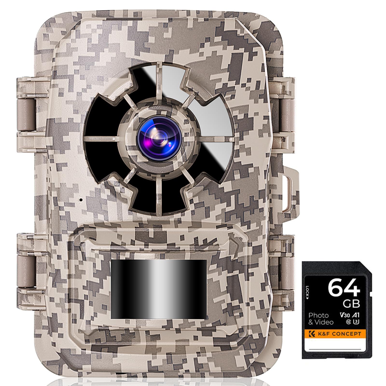 K&F Concept Wildlife Trail Camera, Infrared Night Vision Scopes, 0.2s Trigger Speed 24MP 1296P/30fps+64G Card, IP66 Waterproof Scouting Camera Farm Monitoring Motion Activated