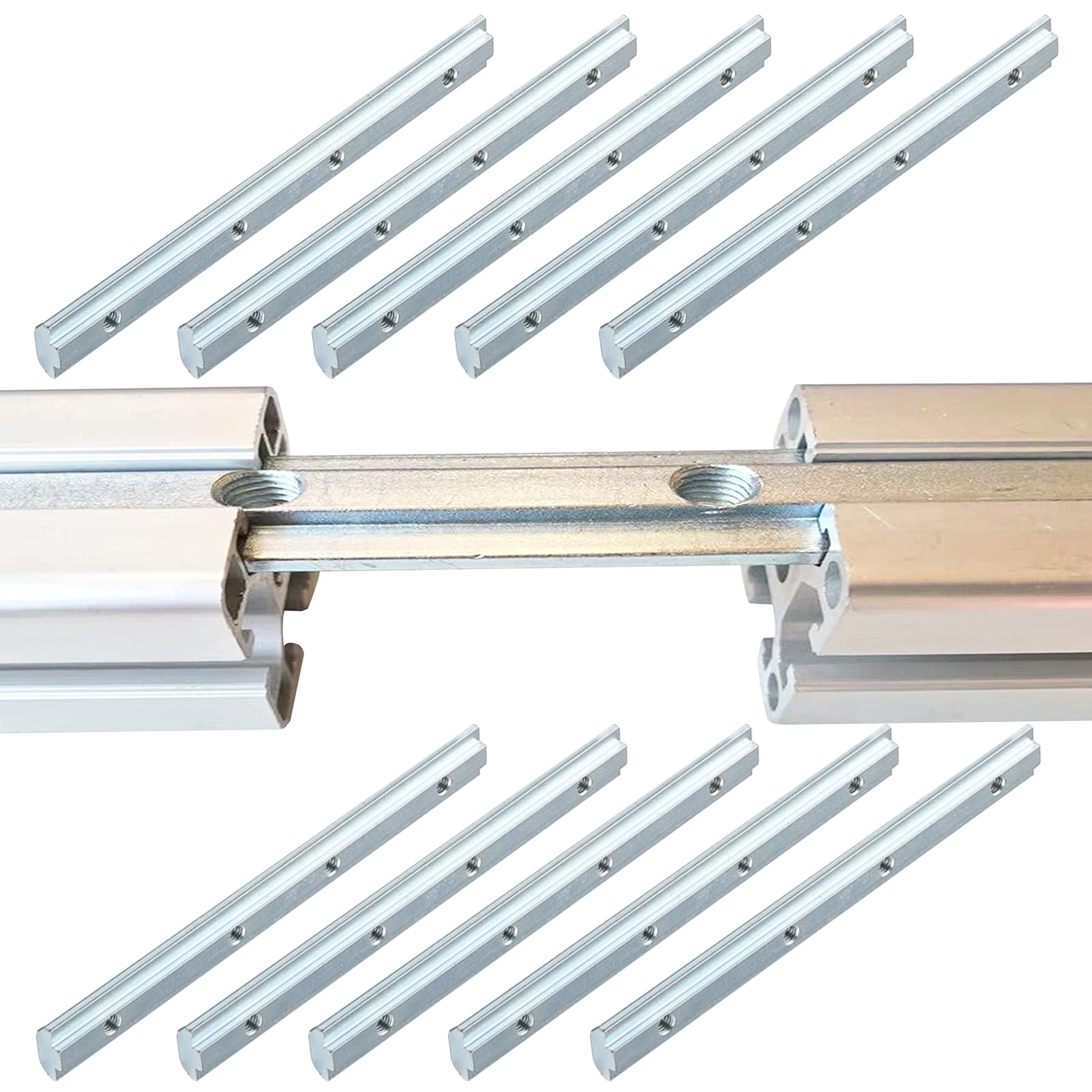 Photo 1 of 1010 1" x 1" Series Aluminum Profile Straight Line Connector, Extended Length Bracket Fastener with M5 Screw for Slot 6mm Aluminum Extrusion Profile Connect Parts