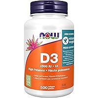 NOW Supplements, Vitamin D-3 2,500 IU, High Potency, Structural Support*, 500 Softgels