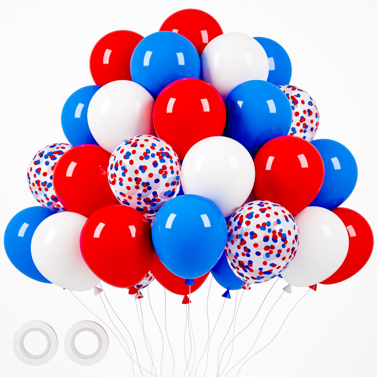 Photo 1 of Voircoloria 105pcs Red White Blue Balloons 12inch Party Latex Balloons for 4th of July Independence Day Graduation Anniversary Party Decorations
