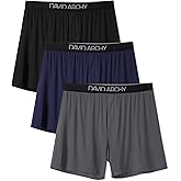 DAVID ARCHY Men's Underwear Bamboo Rayon Boxers Breathable Textured Knit Boxer Shorts Cooling Pajama Shorts 3 or 5 Pack