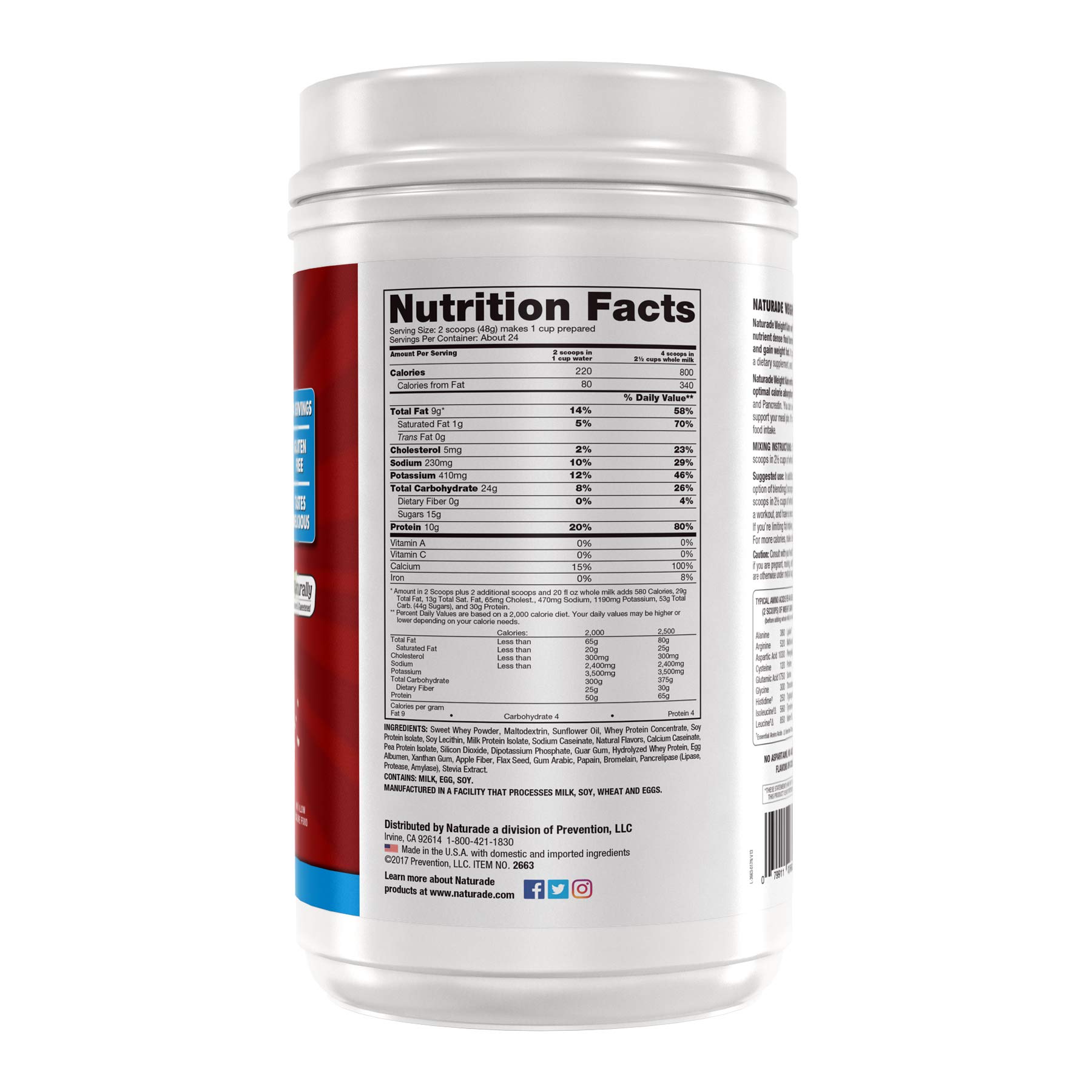 Naturade AllNatural Weight Gain Instant Nutrition Drink Mix, Vanilla, 40.6 Ounce Buy Online