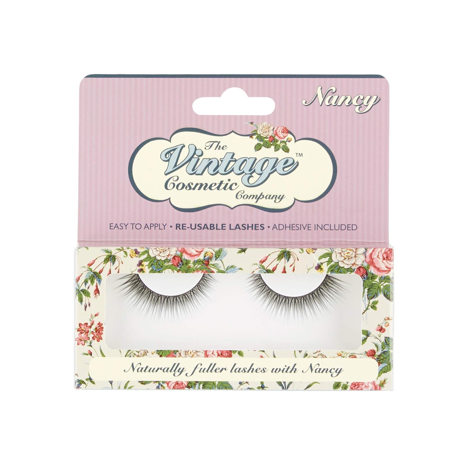 The Vintage Cosmetic Company | Nancy Reusable Lashes | Synthetic False Strip - Latex Free Adhesive Included | Easy to Apply & Remove | Light weight & Comfortable | For Natural Subtle Look | 10 mm