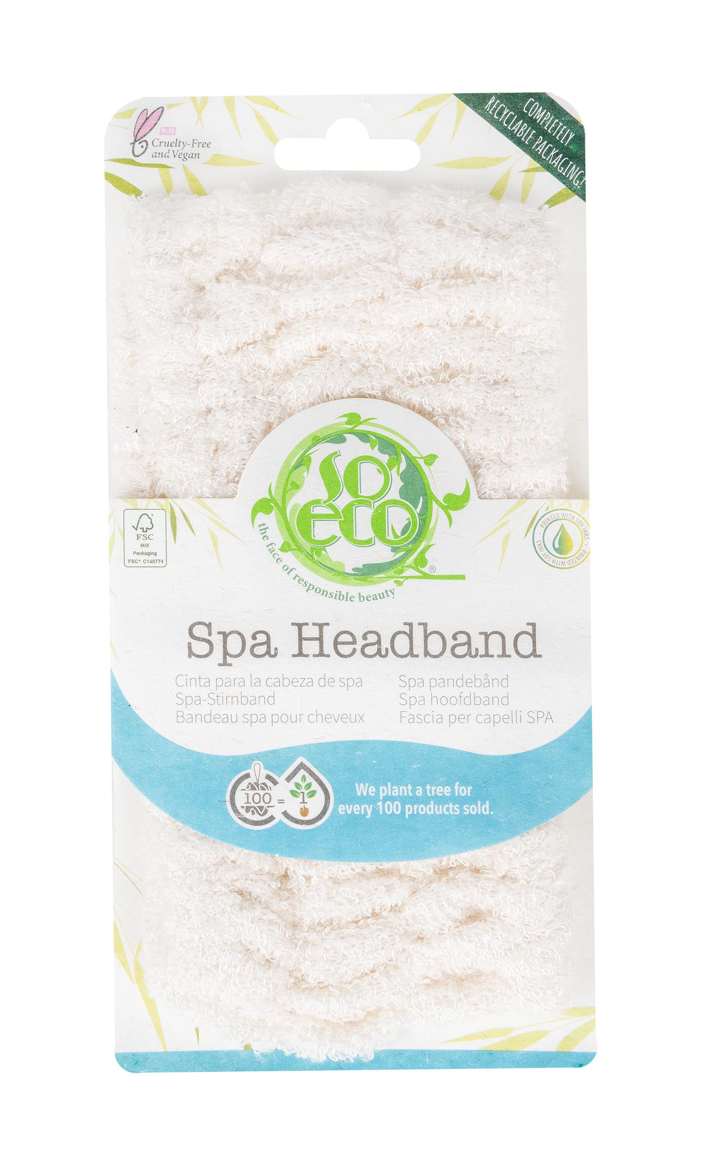 So Eco Spa Head Band – Ultra Soft Bamboo & Cotton Headband for Skincare, Makeup & Bath Time, Vegan Friendly, Keeps Hair Off Your Face with Comfortable Elastic Fit