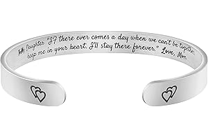 JoycuFF Women Bangle Bracelet Cuffs Open White Inspirational Girls Jewelry Engraved Encourage Mantra