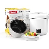 Mini Rice Cooker 1-1.5 Cups Uncooked(3 Cups Cooked), Rice Cooker Small with Bento Box, Removable Nonstick Pot, One Touch&amp;Keep Warm Function, Portable Cooker for Soup Grain Oatmeal Veggie, Black