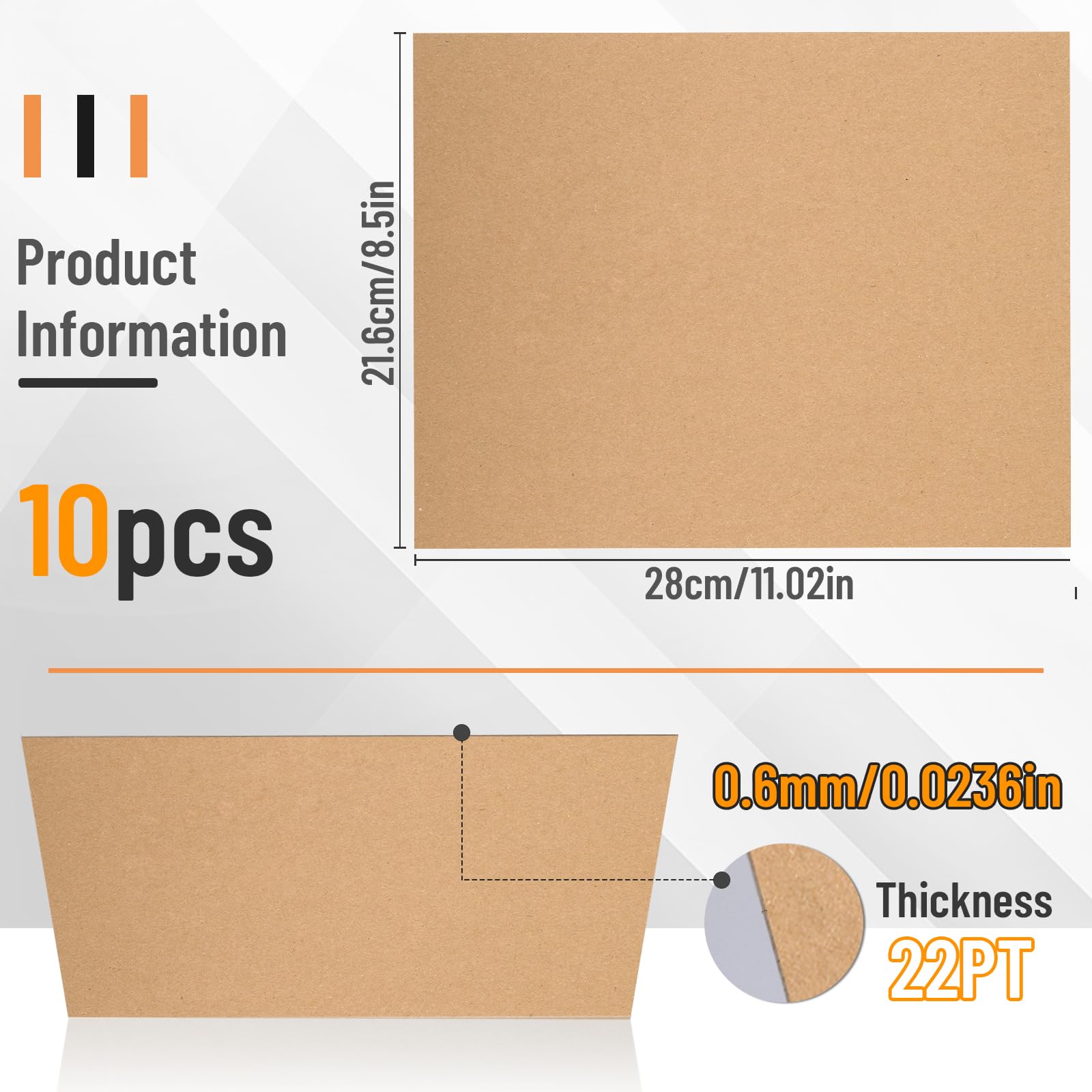 JNENERY 10 Chipboard Sheets 8.5 x 11