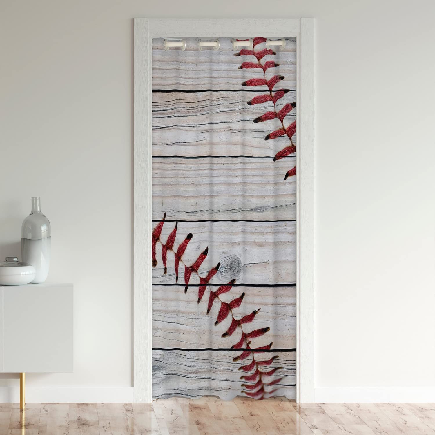 Loussiesd Baseball Blackout Curtains Window Ball Sports Treatments Doorway Curtain Room Darkening Baseball Gaming Blackout Curtains for Doors with Windows106x203cm 1 Panel